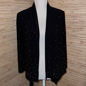 Black formal wrap large glitter sequins 3/4 sleeve wedding sweater party EUC!